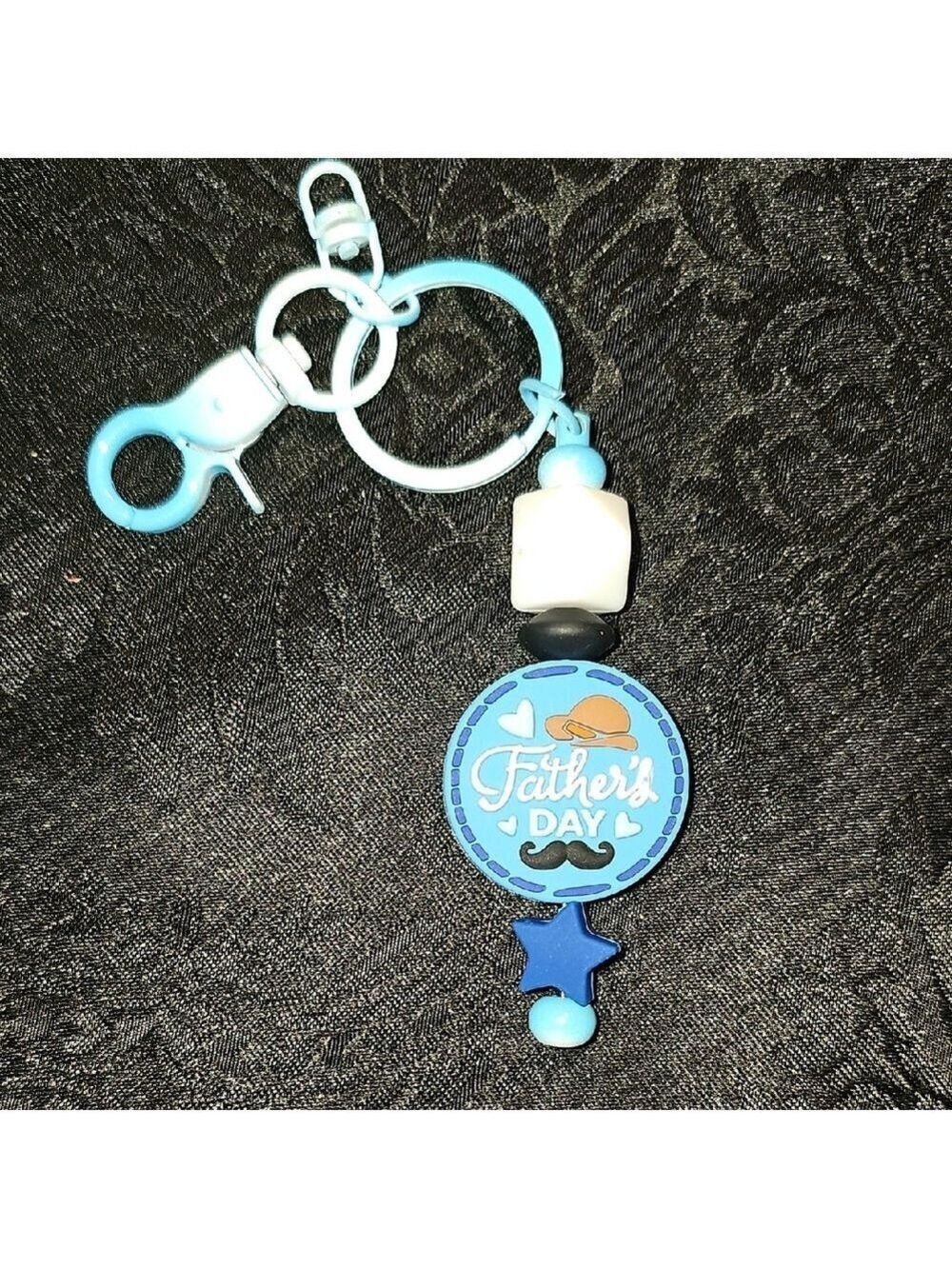 Father's Day Blue Beaded Handmade Keychain